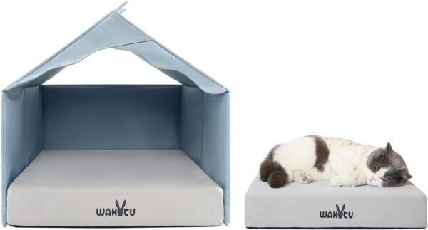 Cat Beds for Indoor Cats -Cat House for Small Cats Or Dogs,Removable Cushion with Collapsible and Foldable Puppy Pet Beds，3 Folding Methods for Indoor Outdoors (Blue)