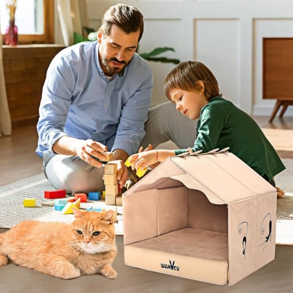 Cat Beds for Indoor Cats -Cat House for Small Cats Or Dogs,Removable Cushion with Collapsible and Foldable Puppy Pet Beds，3 Folding Methods for Indoor Outdoors (Blue) - Image 12