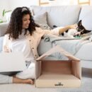 Cat Beds for Indoor Cats -Cat House for Small Cats Or Dogs,Removable Cushion with Collapsible and Foldable Puppy Pet Beds，3 Folding Methods for Indoor Outdoors (Blue)