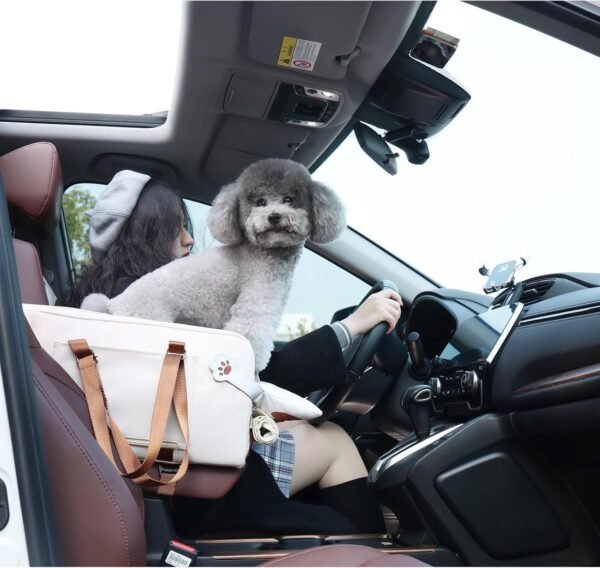Center Console Dog Car Seat,Small Dog Car Booster Seat for Puppy with Safe Protection Hooks Adjustable Straps and Neck Pillow,15 Lbs - Image 3