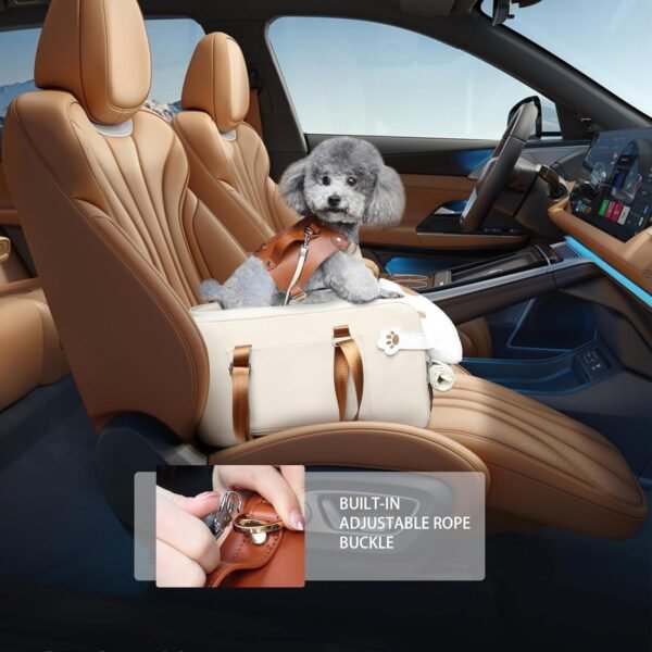 Center Console Dog Car Seat,Small Dog Car Booster Seat for Puppy with Safe Protection Hooks Adjustable Straps and Neck Pillow,15 Lbs - Image 6