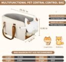 Center Console Dog Car Seat,Small Dog Car Booster Seat for Puppy with Safe Protection Hooks Adjustable Straps and Neck Pillow,15 Lbs